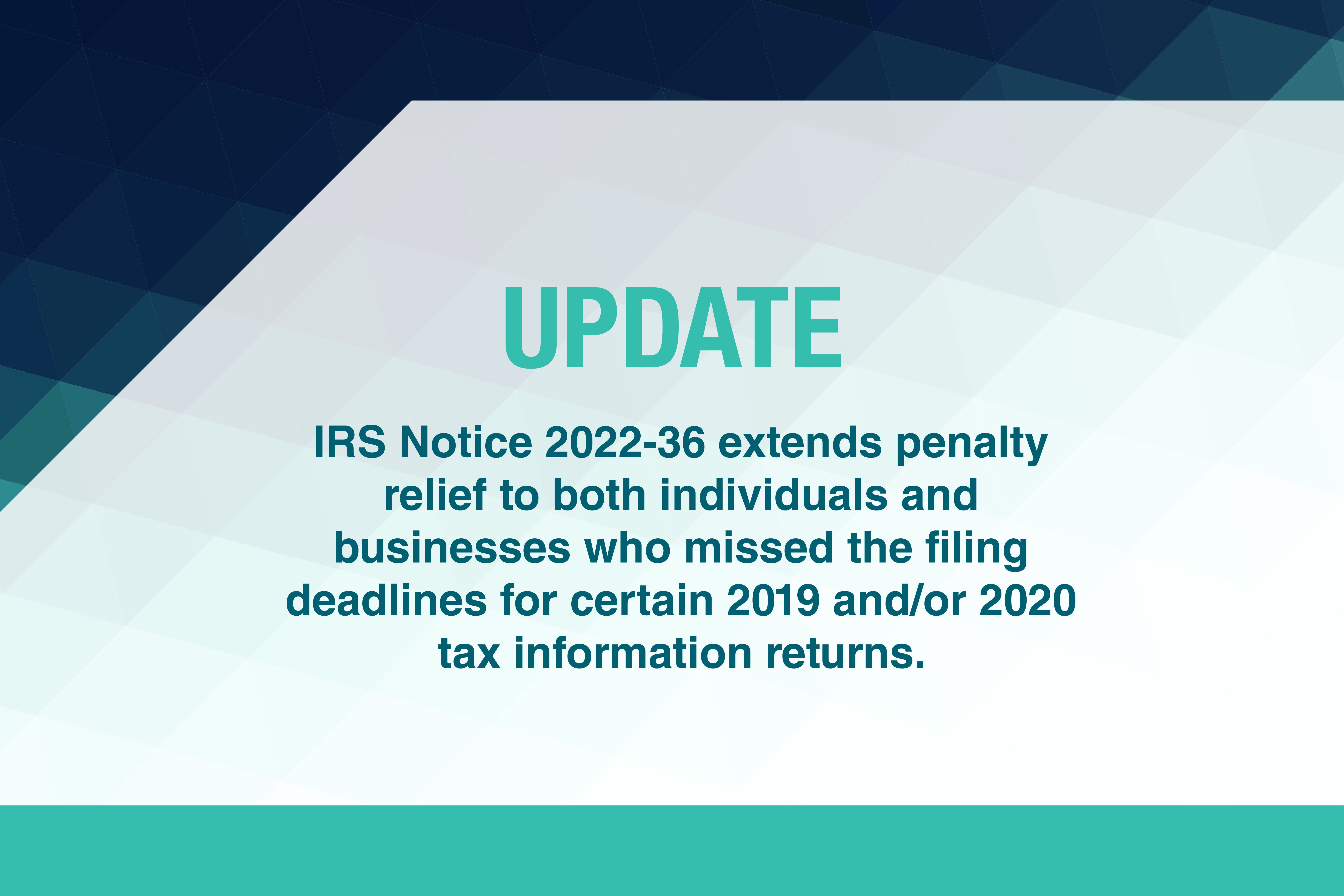 IRS offers penalty relief for 2019, 2020 tax years